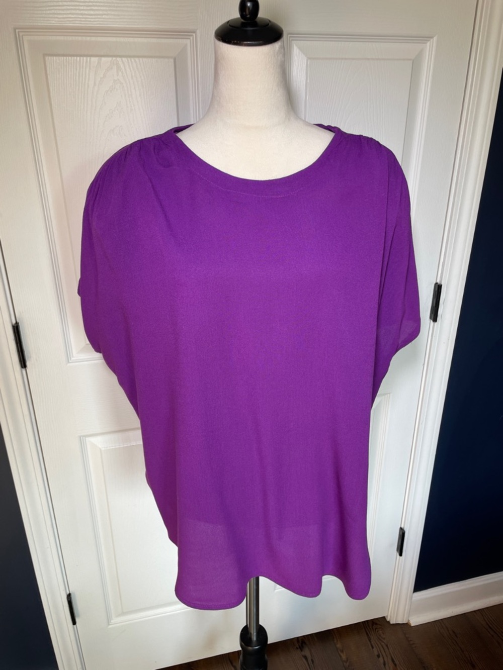 Vintage Sharon Anthony Short-Sleeve Purple Blouse Crew Neck Size 18W